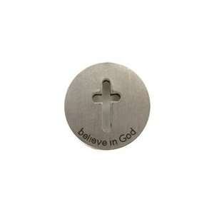  BELIEVE IN GOD BLESSING   PEWTER   POCKET COIN (MADE IN 