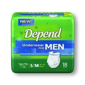 Depends Protective Underwear Men Sm/Med Super Absorbency Hip Size  36 