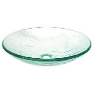  Clear Embossed Waves Glass Vessel Sink