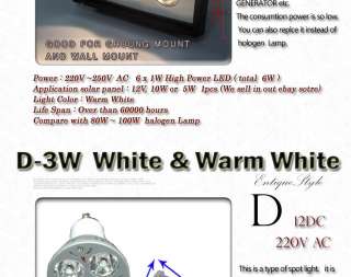 Watt LED Spot Solar 3W 12V Light Mount Warm White No1  