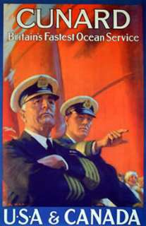 Vintage Cunard Travel Line Poster 11 by 17  