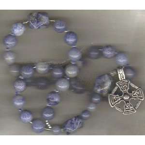  Anglican Rosary of Blue Gemstones, Circular Celtic Cross 
