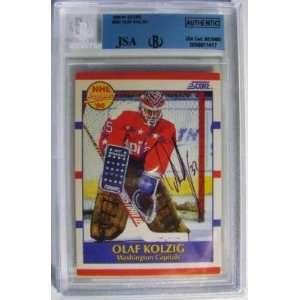 Olaf Kolzig SIGNED 1990 91 SCORE RC Card JSA BECKETT   Signed NHL 