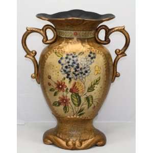   Ceramic & Poly Resin Hand Painted Urn centerpiece 4314