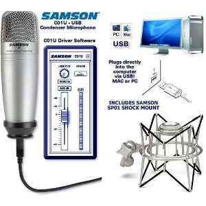  Samson C01U USB Mic + SP01 Shock Mount Kit Musical 