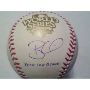  Brian Wilson Autographed 2010 World Series Baseball Fear Beard 2010 