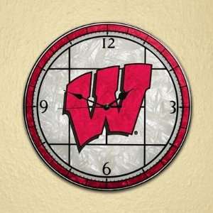 12in Art Glass Clock Wisconsin 