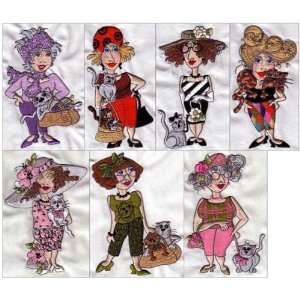  Cat Ladies by Loralie Designs Embroidery Designs on CD 