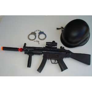  MP5 A4 Machine Gun + M88 Combat Helmet + Handcuffs Toys 
