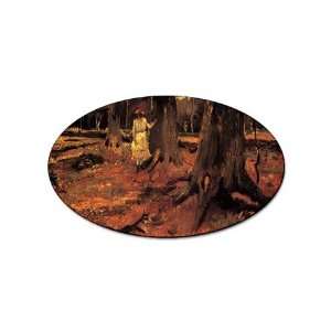  Girl in White in the Woods By Vincent Van Gogh Oval Magnet 