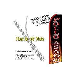  POLLO ASADO Feather Banner Flag Kit (Flag & Pole) Patio 