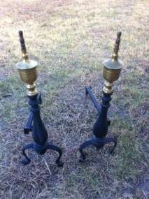 Vintage Iron Fireplace Andirons  