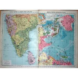  1935 Map Indian Empire Ceylon Communications Colombo