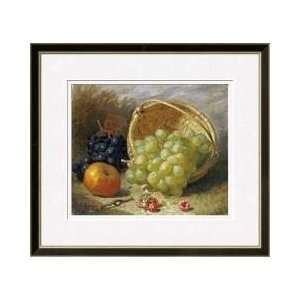  An Upturned Basket Of Grapes An Apple And Other Fruit 