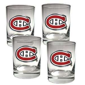  Montreal Canadiens NHL 4pc Rocks Glass Set   Primary Logo 