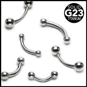  Grade 23 Solid Titanium Curved Barbells with Balls   16G 