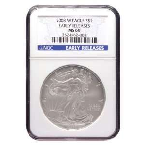    2008 W Silver Eagle Early Release MS69 NGC
