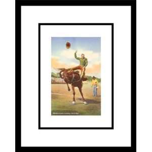 Cowboy Riding Bronco, Framed Print by Unknown, 16x14