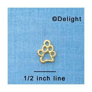  C3900 tlf   Small Open Paw   Gold Plated Charm