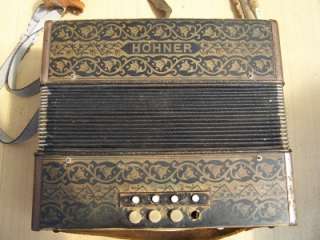 Vintage Old HOHNER Button Accordian Concertina  