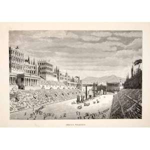 1886 Wood Engraving (Photoxylograph) Circus Maximus Chariot Race Rome 