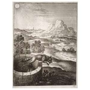  Card Wenceslaus Hollar   The fox and the goat