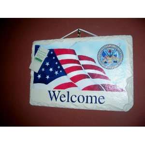 American Flag Slate Plaque Welcome Wall Sign. With United States 