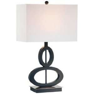  Black and Satin Steel Asymmetrical Ovals Table Lamp