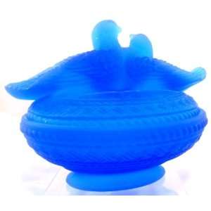  Westmoreland Blue Glass Doves Covered Dish Everything 