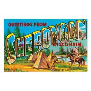  Greetings from Sheboygan, Wisconsin Travel Premium Poster 