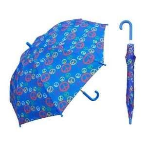   Childrens Blue Peace Sign Rain Stick Umbrella New 