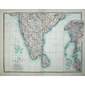  Johnston Atlas 1905 Map India Ceylon Bay Bengal Nicobar 