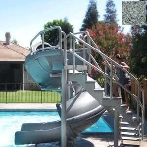   Full Tube with Ladder Pool Slide, Gray Granite Patio, Lawn & Garden
