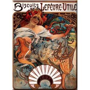  Biscuits Lefèvre Utile 12x16 Streched Canvas Art by Mucha 