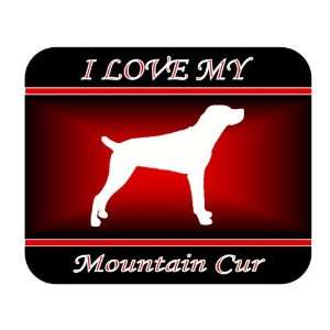  I Love My Mountain Cur Dog Mouse Pad   Red Design 
