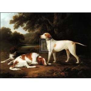  Pointer and Two Spaniels in a Park by C Schwanfelder. Size 