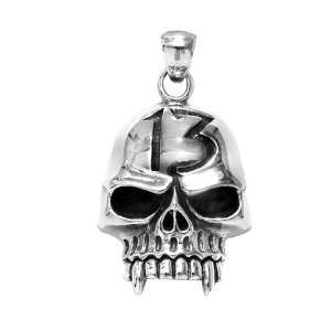 Sterling Silver Skull Pendant Lucky #13 Jewelry