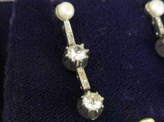 Gorgeous Platinum edwardian Diamond Pearl earrings  