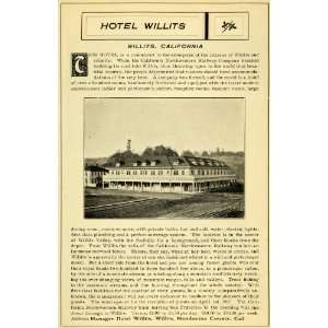  1903 Ad Hotel Willits Inn California Mendocino County 