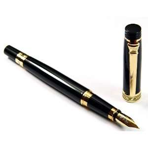  Classic Black Fountain Pen Golden Chrome Ring & Tip with 