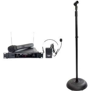  Pyle Wireless Mic and Stand Package   PDWM2700 Two Channels 