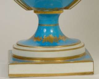 Pair Antique Sevres Style Neoclassical Porcelain Vases  
