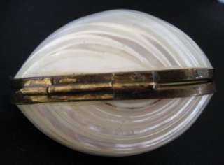 Antique Shell Mother Of Pearl Snuff Pill Box Container  