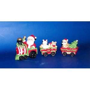  3 Piece Christmas Ceramic Santa Train 