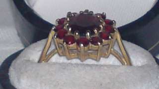 9ct gold and red garnet vintage Art Deco antique ring  