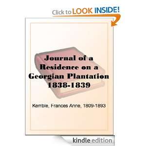 Journal of a Residence on a Georgian Plantation 1838 1839 Fanny 