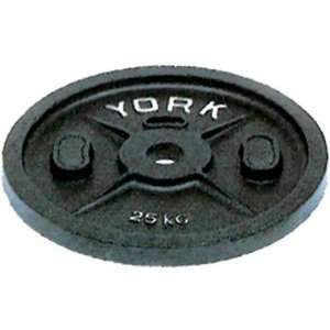  York Calibrated Olympic Plate   Black 25 kg Health 