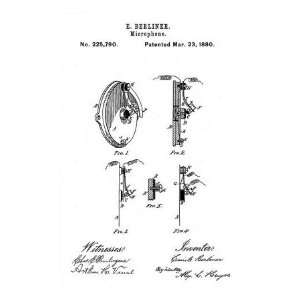 Early Recording Device the Berliner Microphone Patent, 1880 Premium 