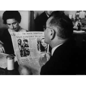  Lyndon B. Johnson and Wife Reading the Austin American 