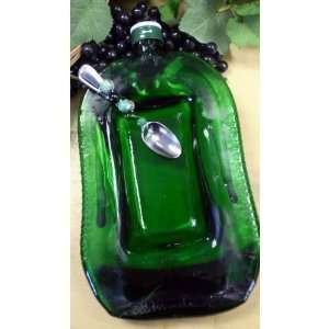  Recycled Jager Bottle Serving Dish with Beaded Spoon